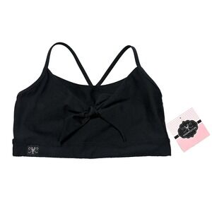 Kandi Kouture Dancewear Dance Top Sports Bra Black Bow Teen Large TL 8/9 NEW Tag